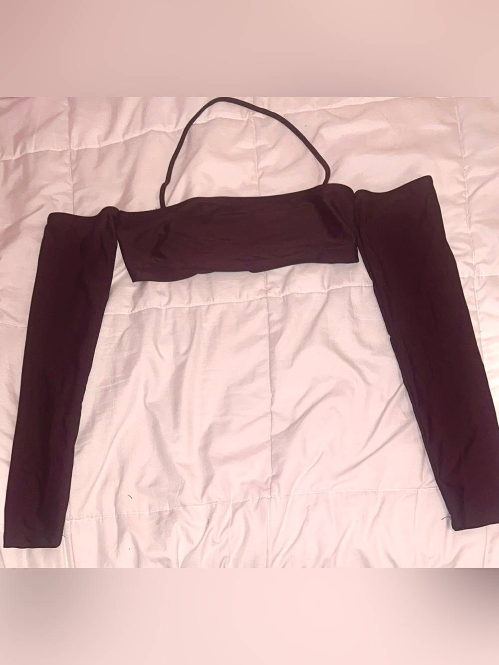 SHEIN Brown/Burnt Burgundy Off-Shoulder Bandeau Halter Top